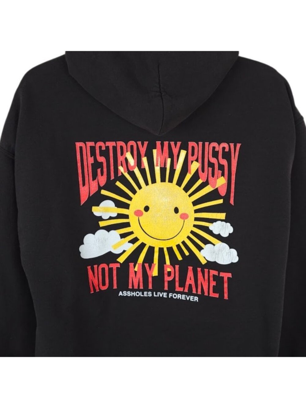 Assholes*s Live Forever Sweatshirt Hoodie Mens Size Large Black Destroy My P***y